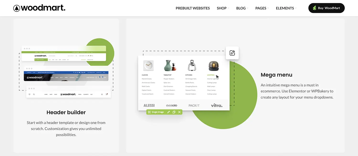 WoodMart WordPress Teması İncelemesi WoodMart Header builder.