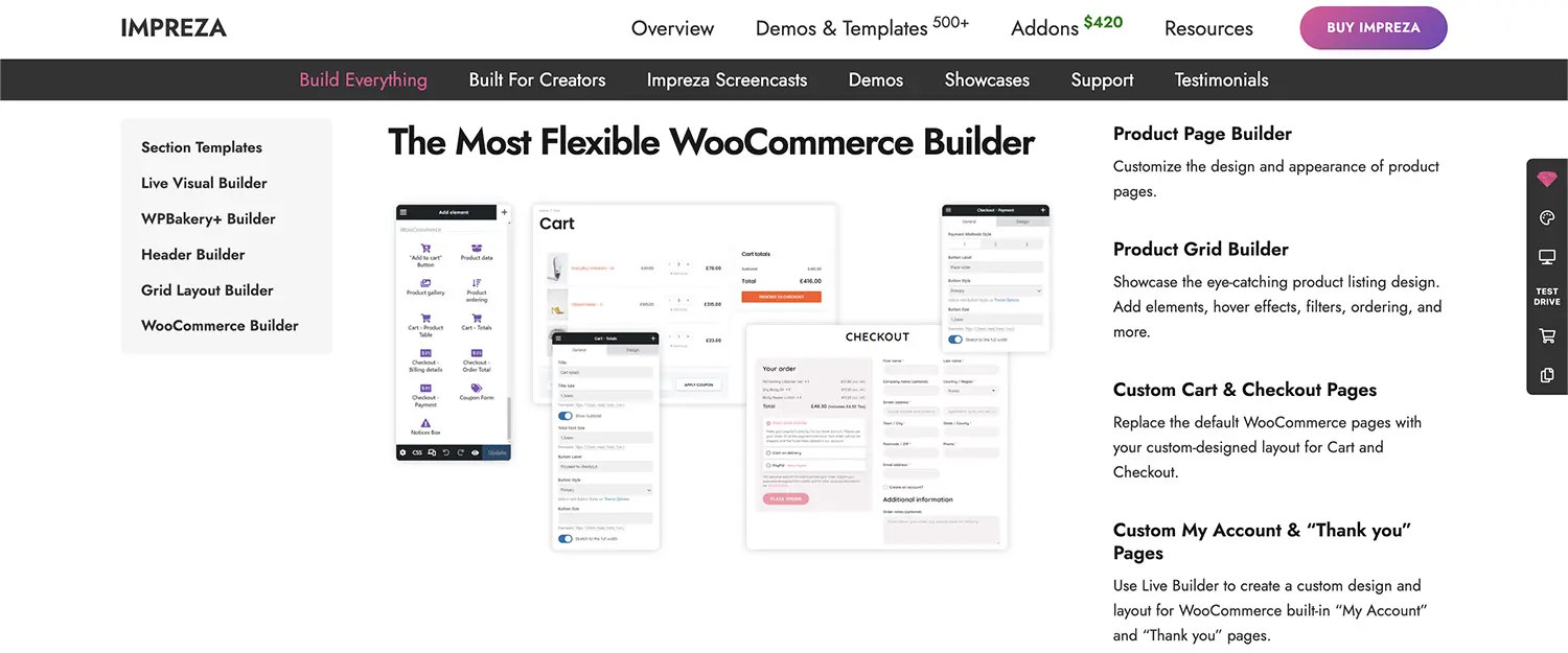 Impreza WordPress Tema İncelemesi Impreza WooCommerce Builder
