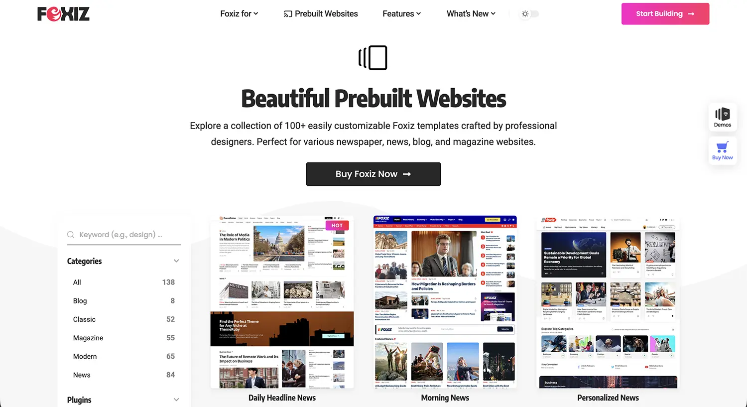 Foxiz: Beautiful Prebuilt Websites